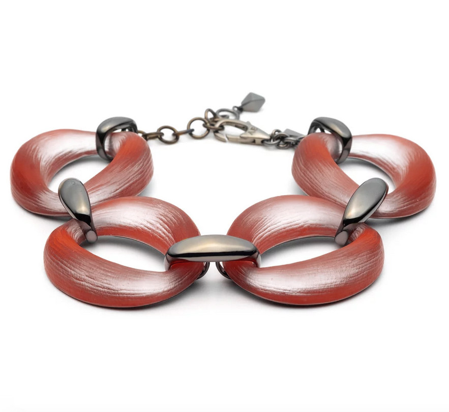 Red Lucite Link Bracelet by Alexis Bittar available at tomfoolery london