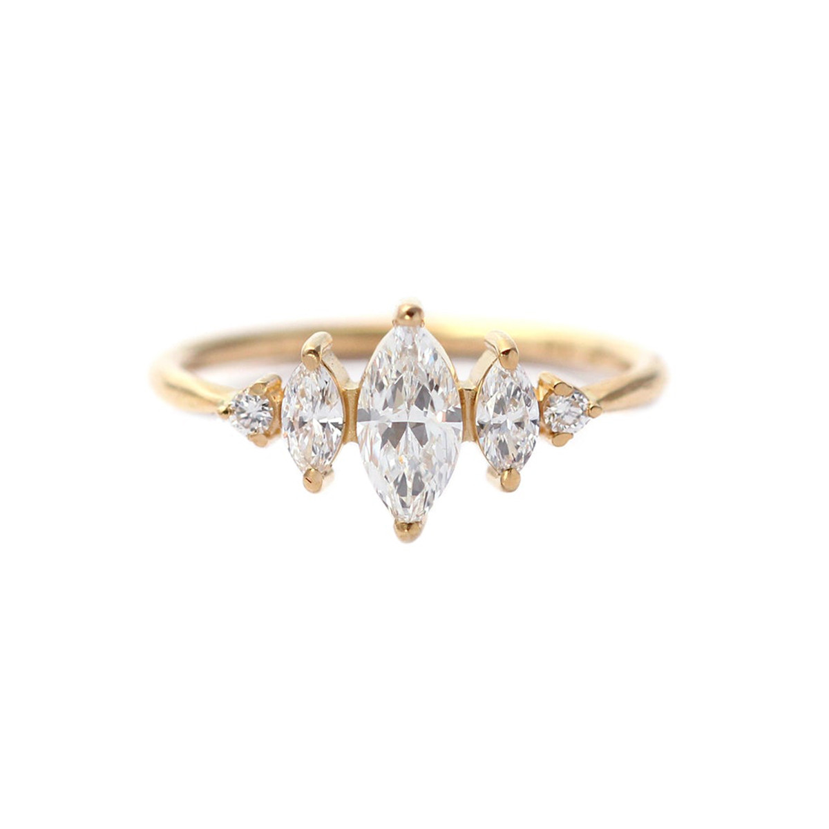 Art Deco Marquise Diamond Engagement Ring in 18ct Yellow Gold by Artemer available at tomfoolery london