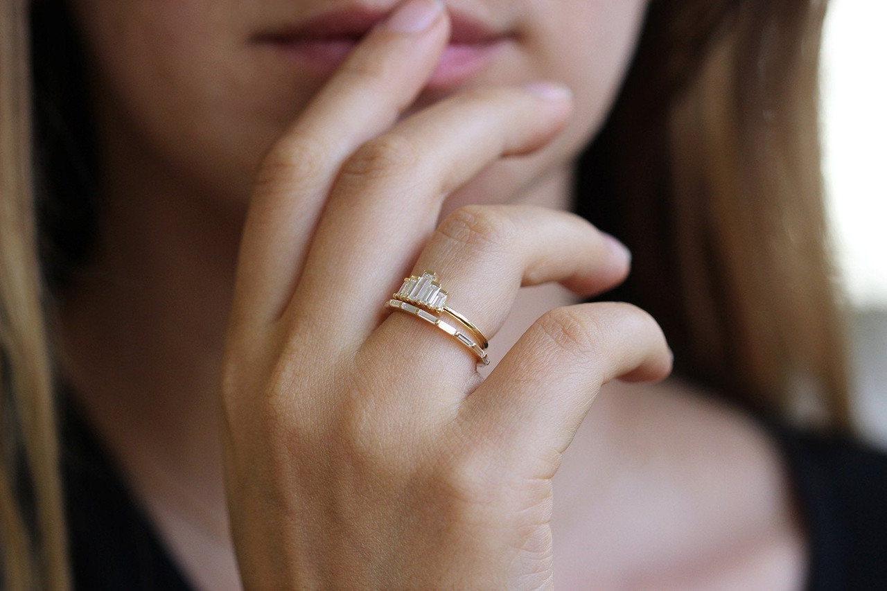 Art Deco 0.55ct Baguette Engagement Ring in 18ct Gold by Artemer available at tomfoolery london