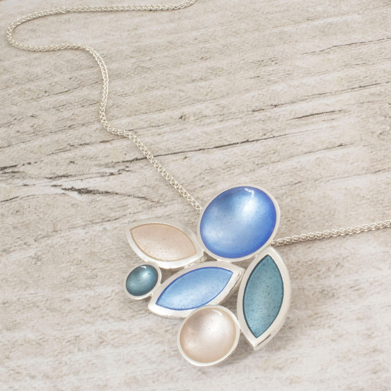 Triple Leaf Bluebell Pendant, Melanie Hamlet, Kokkino, available to shop online at tomfoolery london