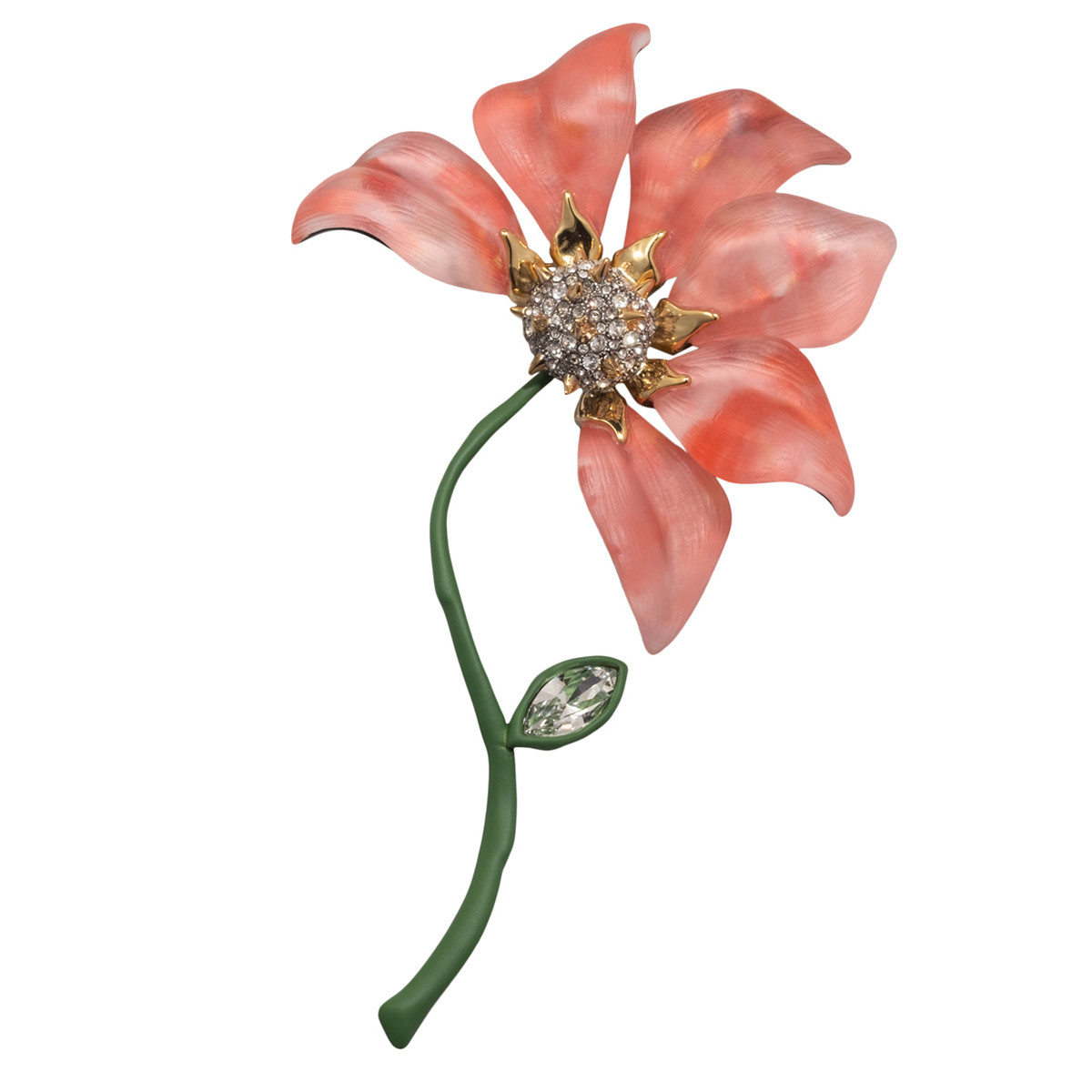 Alexis Bittar: Solanales Crystal Lake Lucite Flower Stem Pin- Sunset Flower, tomfoolery
