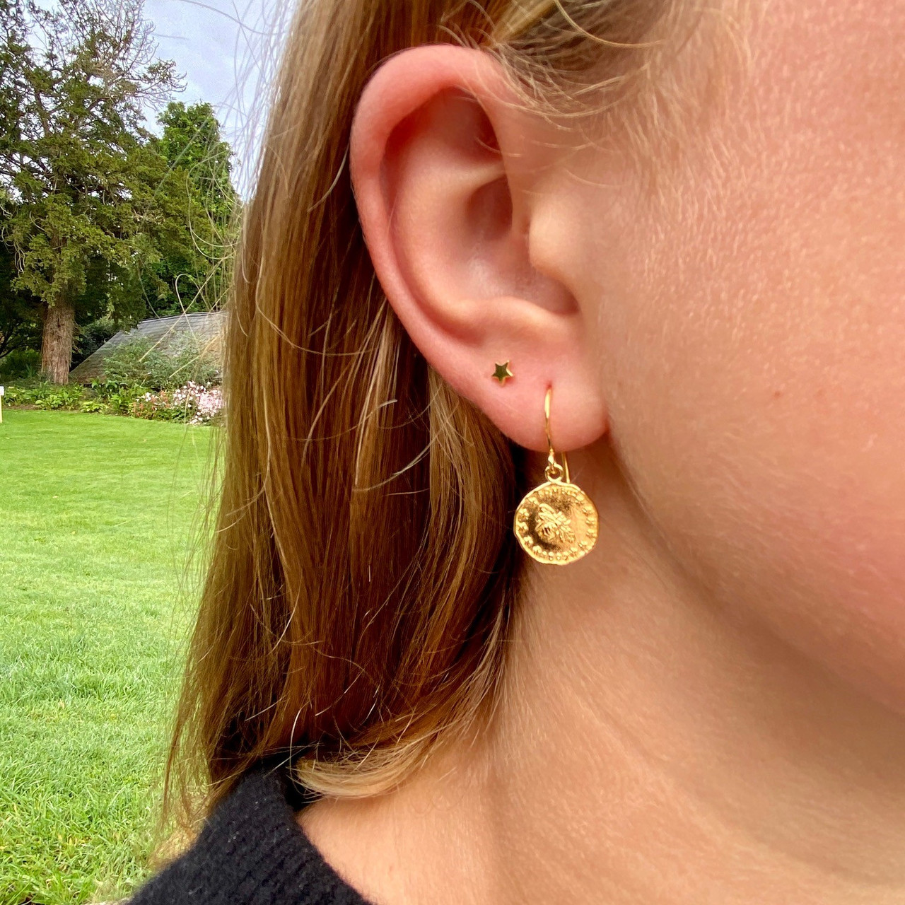 Reeves & Reeves: Bee Coin Earrings, tomfoolery