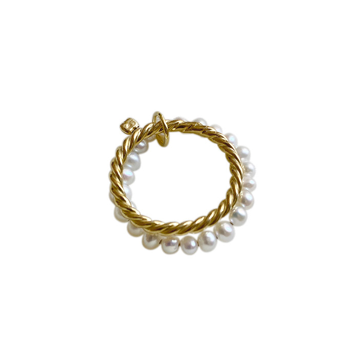 Bonvo: Twist Pearle Ring Gold Plated, tomfoolery