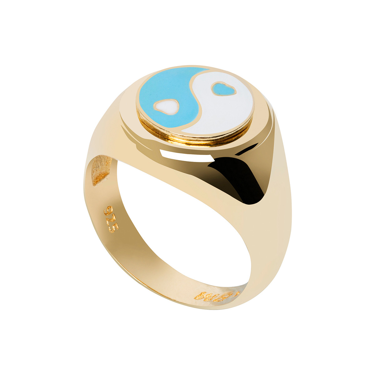 Wilhelmina Garcia: Gold Blue Yin Yang Ring, tomfoolery