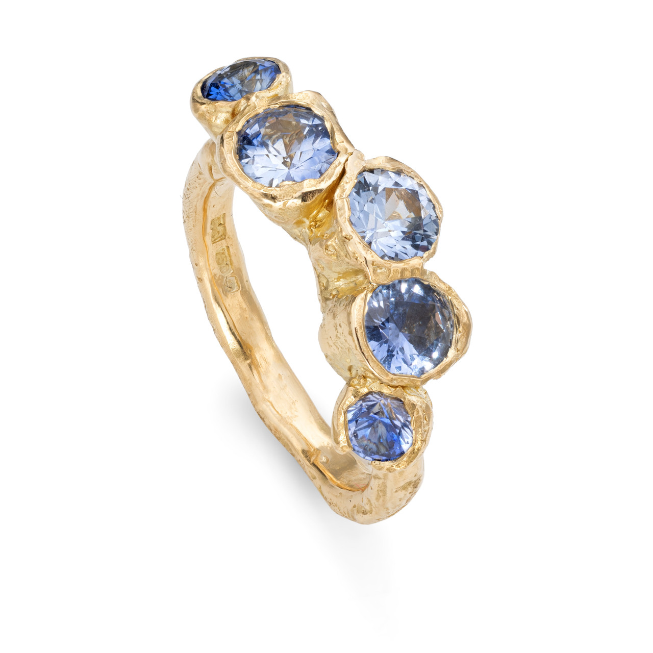 Emily Nixon: Ocean Anenome Sapphire Ring 18ct yellow gold, tomfoolery