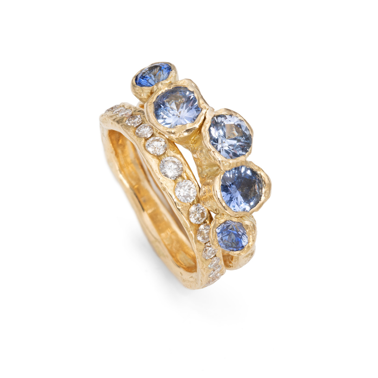 Emily Nixon: Ocean Anenome Sapphire Ring 18ct yellow gold, tomfoolery