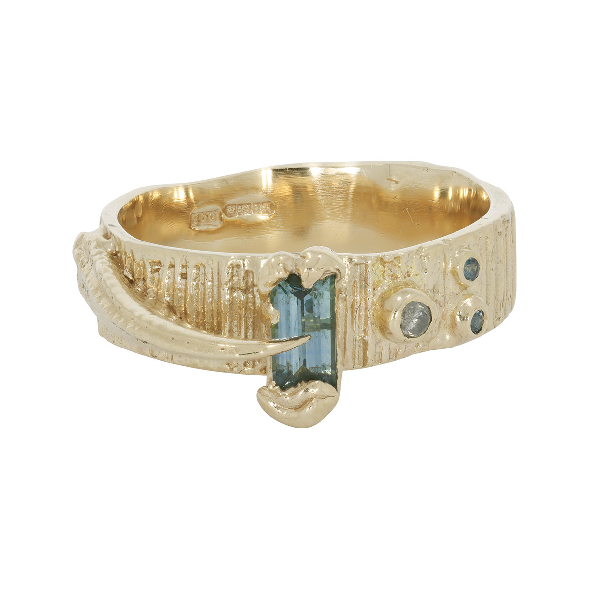 Eily O'Connell: Sapphire Blue Barrel 14ct Yellow Gold, tomfoolery