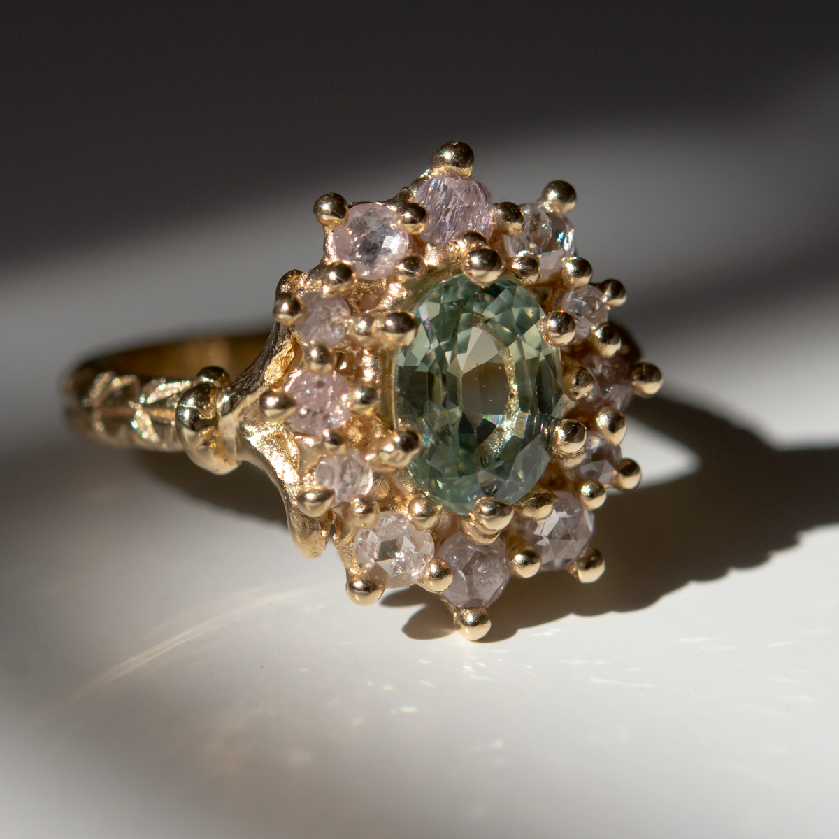 Aster Pale Sapphire Halo Ring, Ciara Bowles, tomfoolery