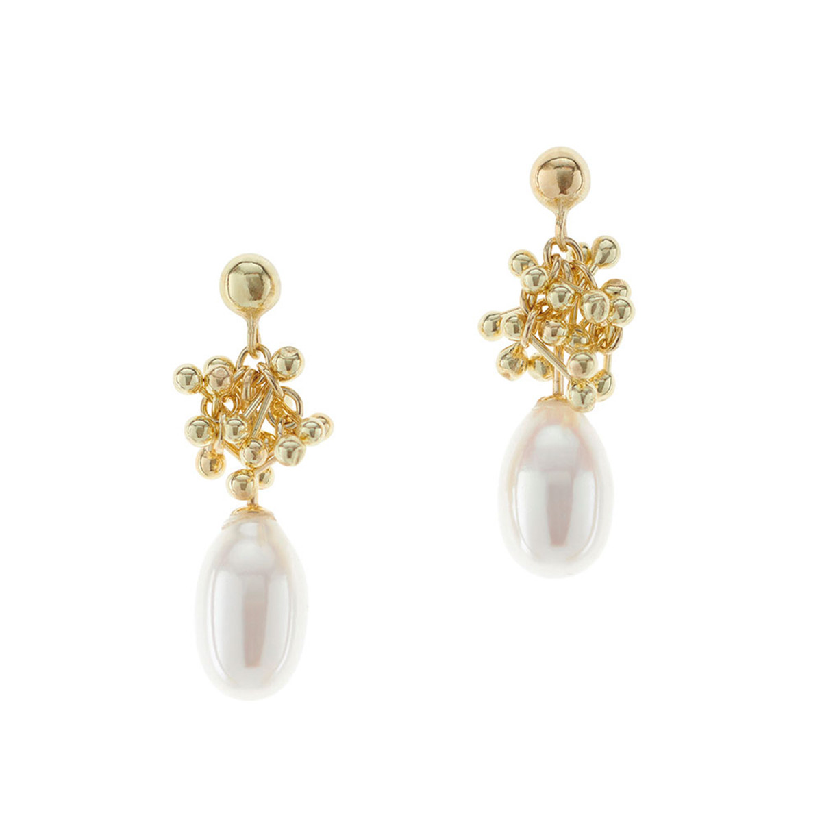 Droplet Pearl 18ct Gold Earrings, Yen, Tomfoolery London