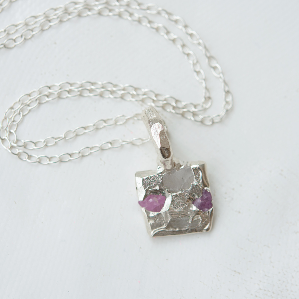 Raw Pink Sapphire Square , The Ouze, Tomfoolery London