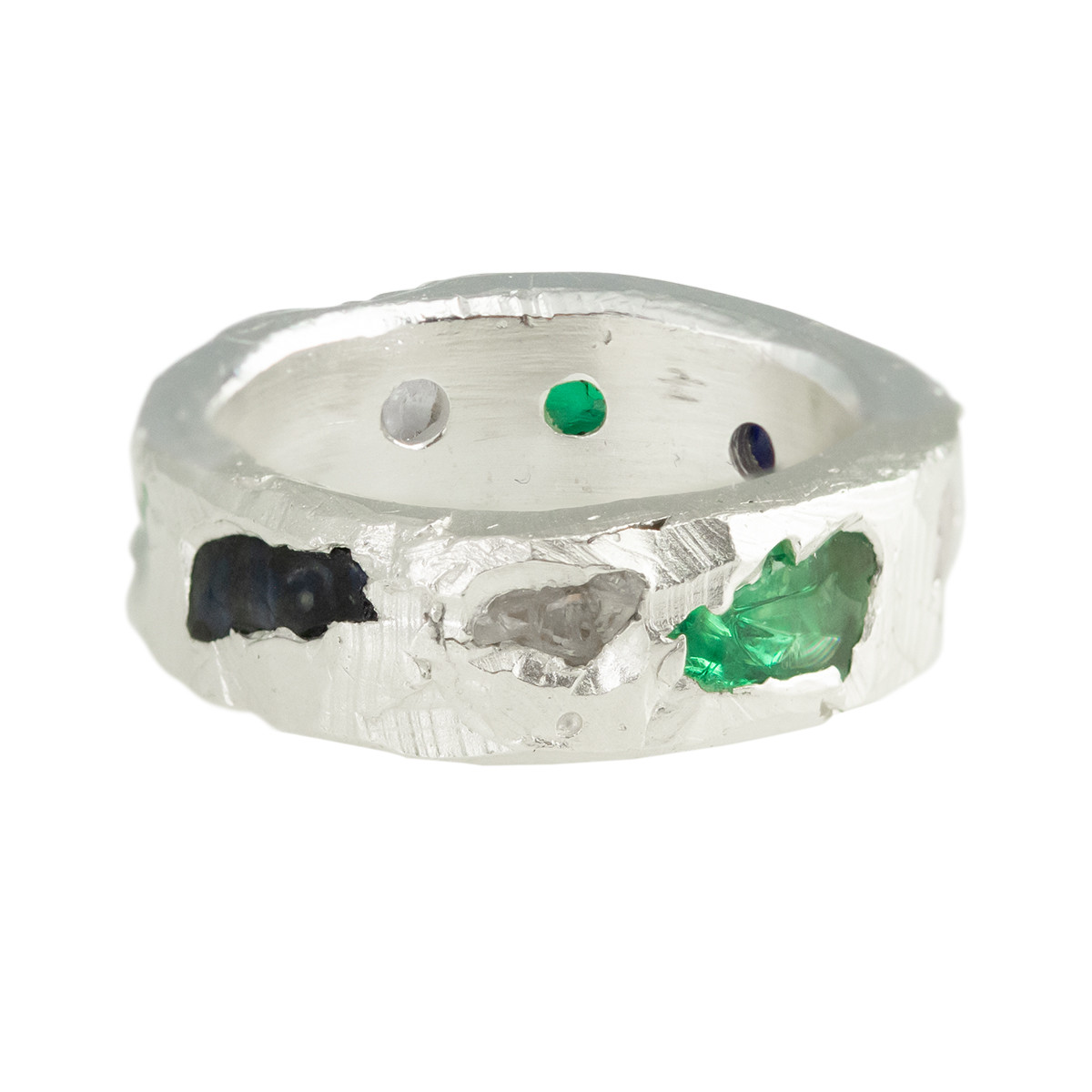 【関税込み】The Ouze Raw Blue Scatter バンドリング The Ouze Sterling Silver Raw Blue Sapphire Scatter Band Ring
