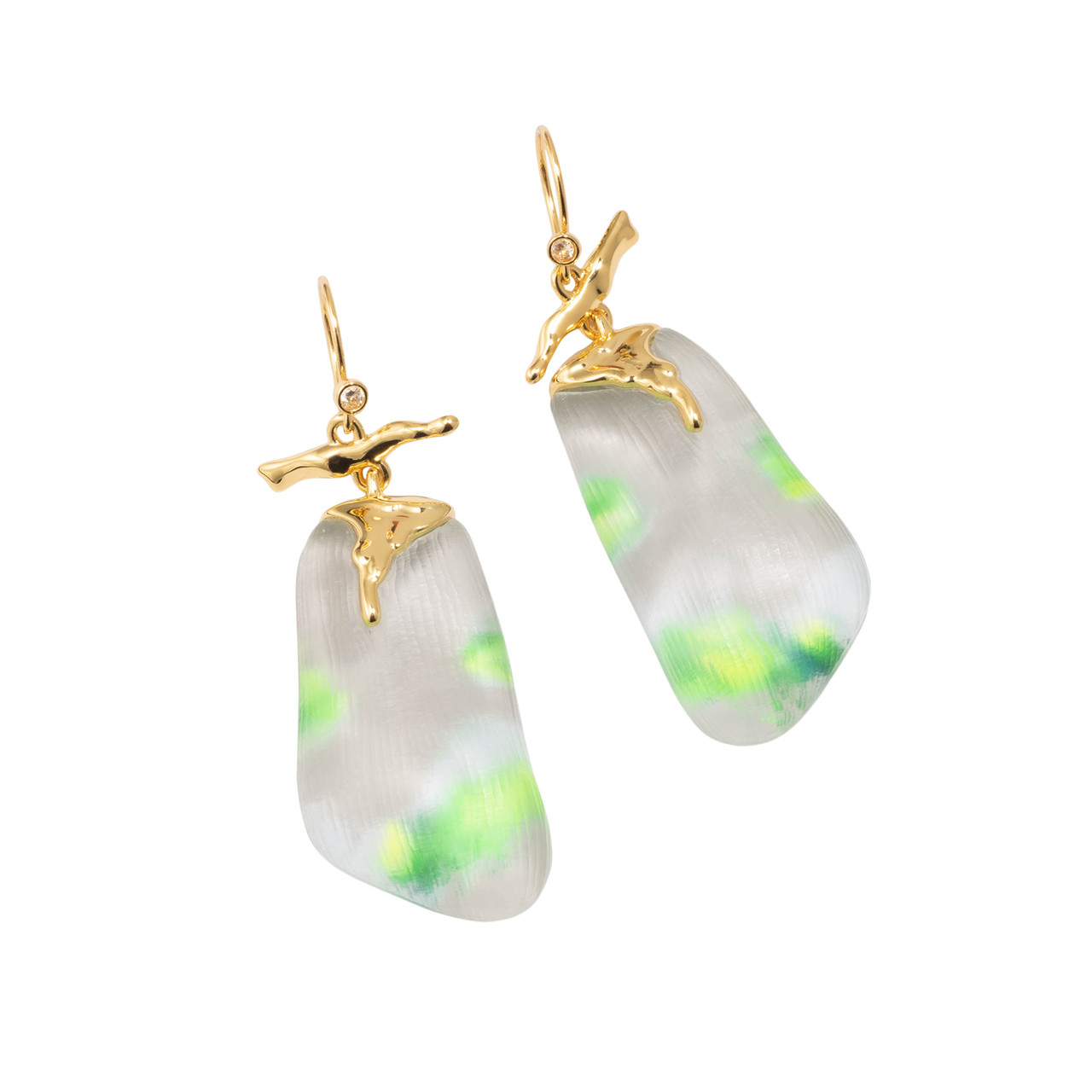 Alexis Bittar: Molten Gold Lucite Drop Earrings, tomfoolery