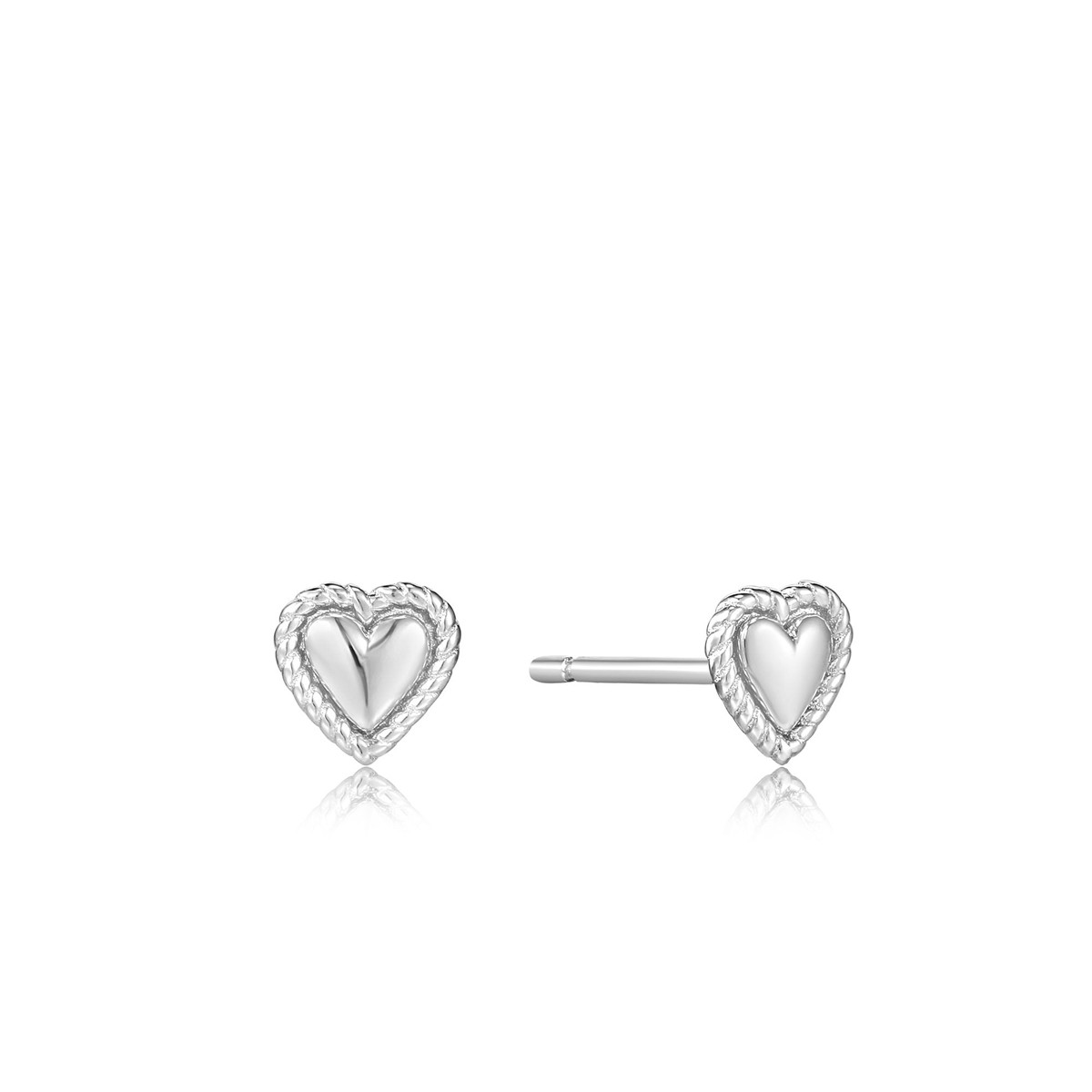 Silver Rope Heart Bar Stud Earrings, Ania Haie, Tomfoolery London
