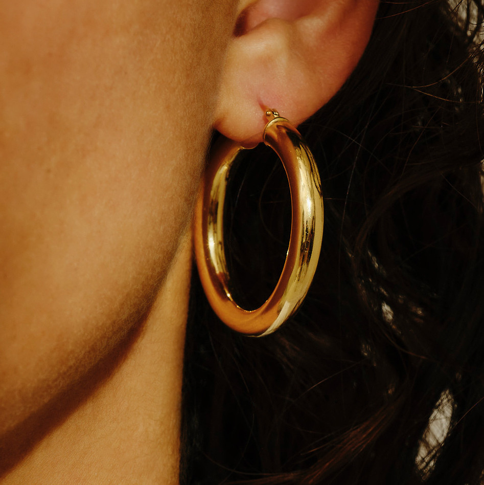 Chunky Earrings Extra Large Thick Gold Hoop Earrings Extra Large
