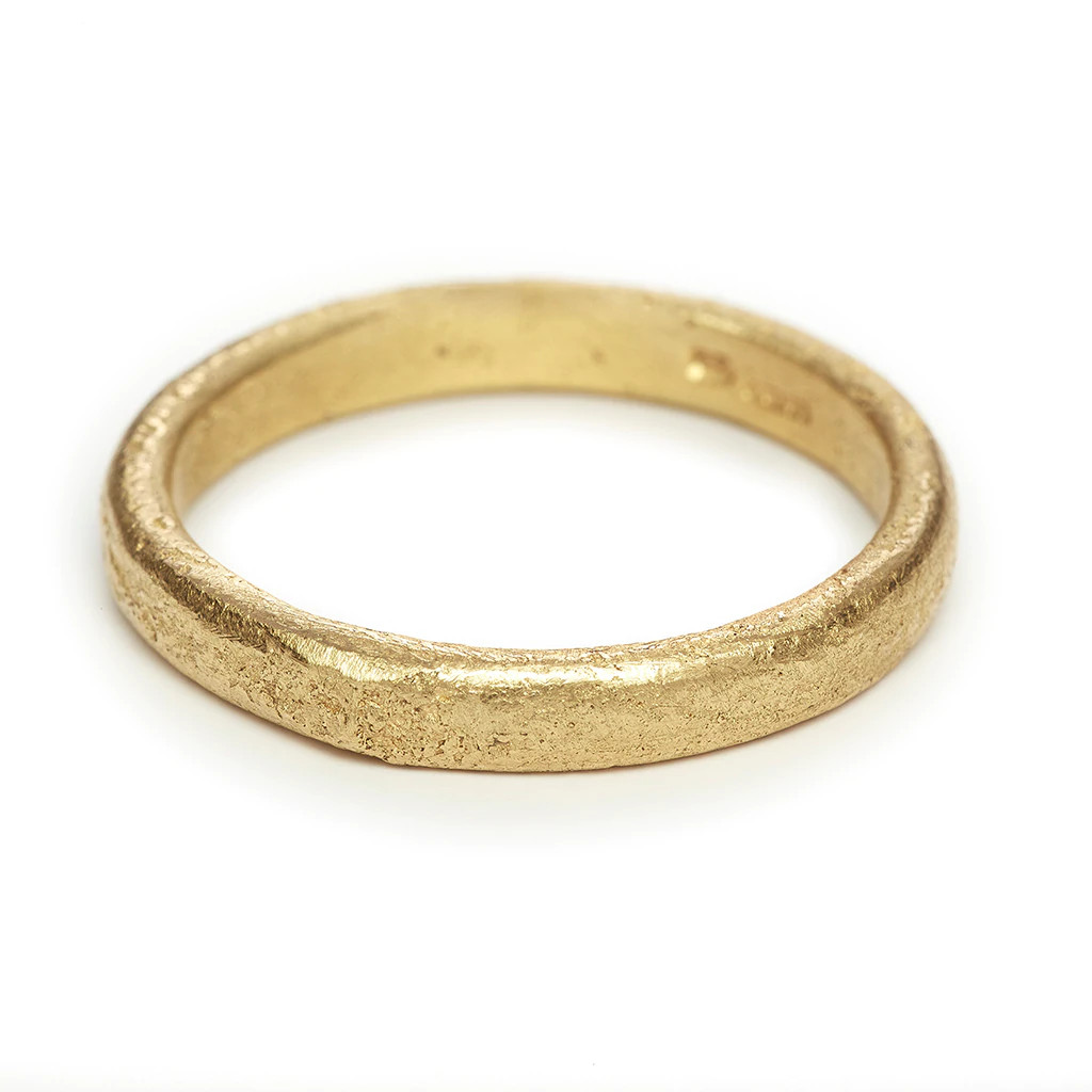 Raw Gold 3.5mm Textured Wedding Band, Ruth Tomlinson, tomfoolery