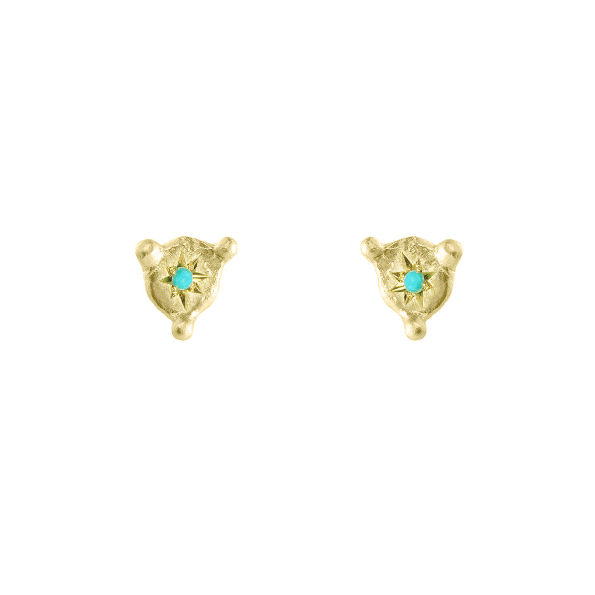 Maria Beltran: Turquoise and Gold plated silver small star studs, tomfoolery london