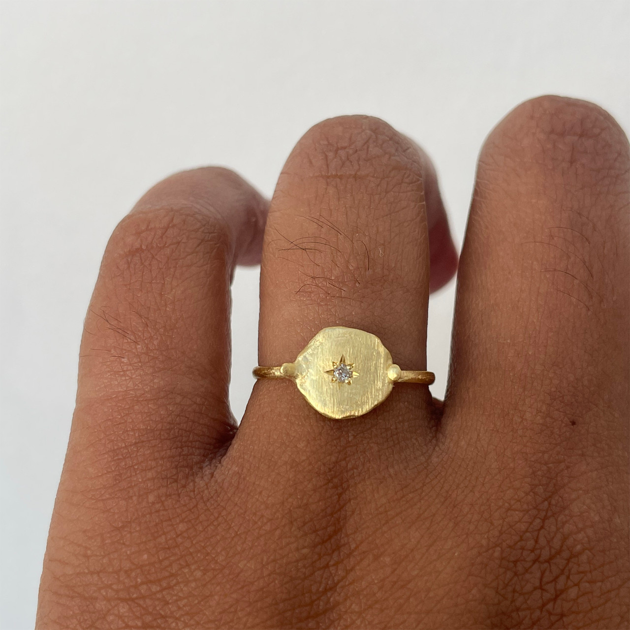 Maria Beltran: Gold Plated Sterling Silver Ring With Diamond, tomfoolery london