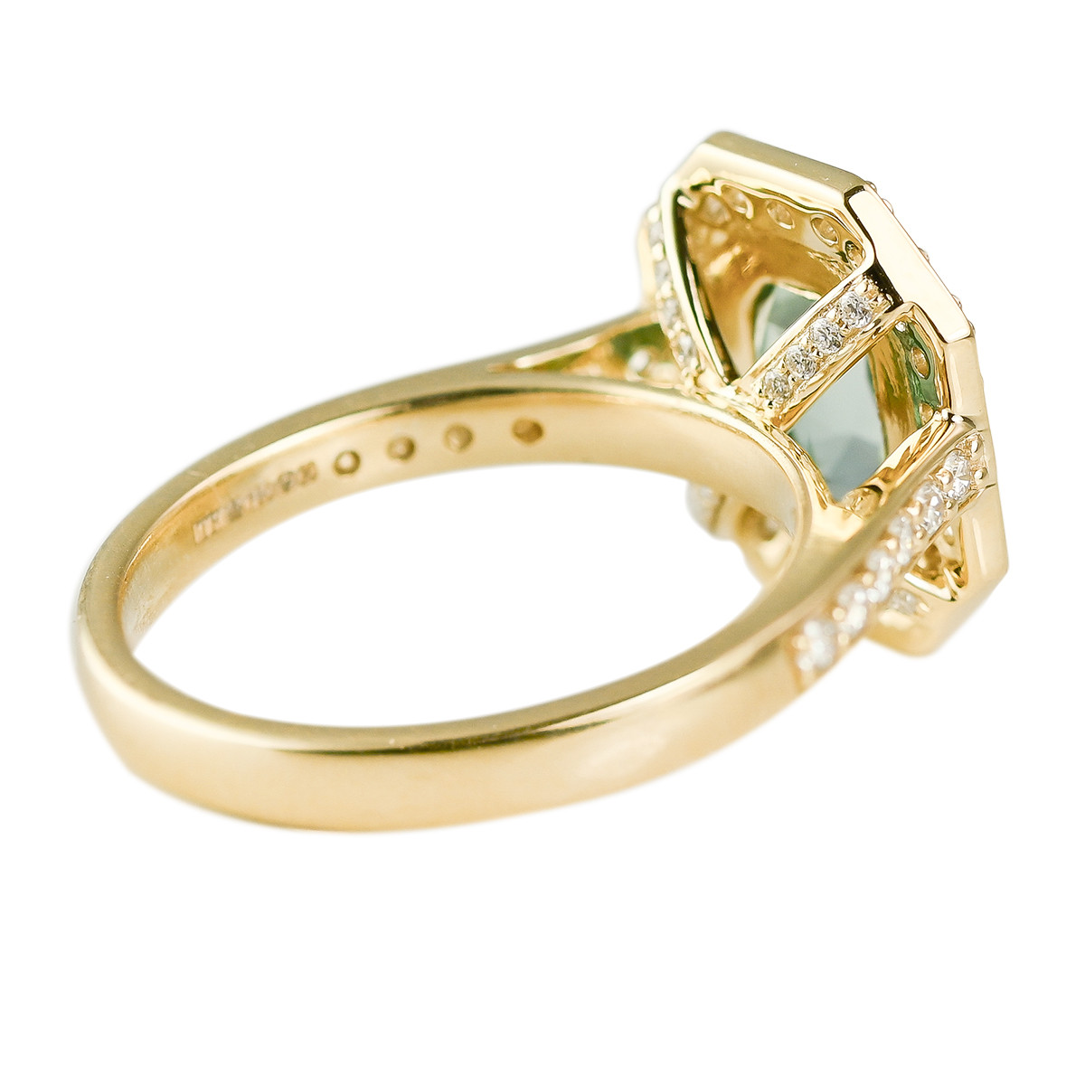 tf collective: 3.37ct Mint Tourmaline and Diamond Halo Ring, tomfoolery london