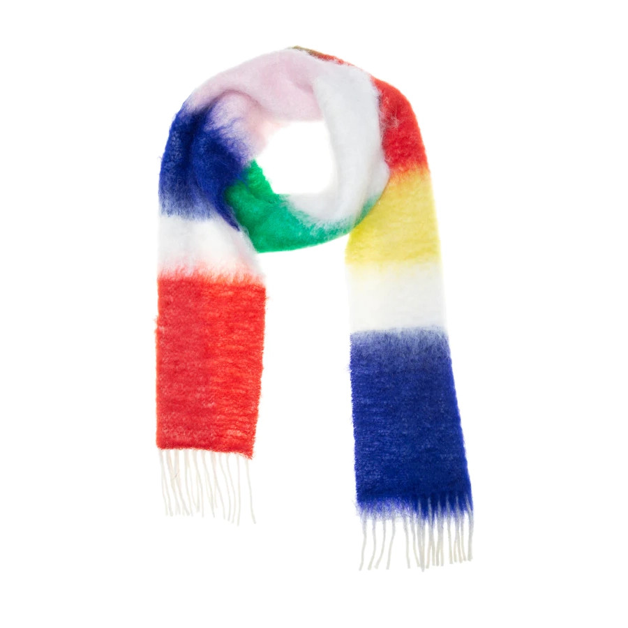 Lovat & Green: Bright Colour Stripe Wool and Mohair Scarf, tomfoolery london