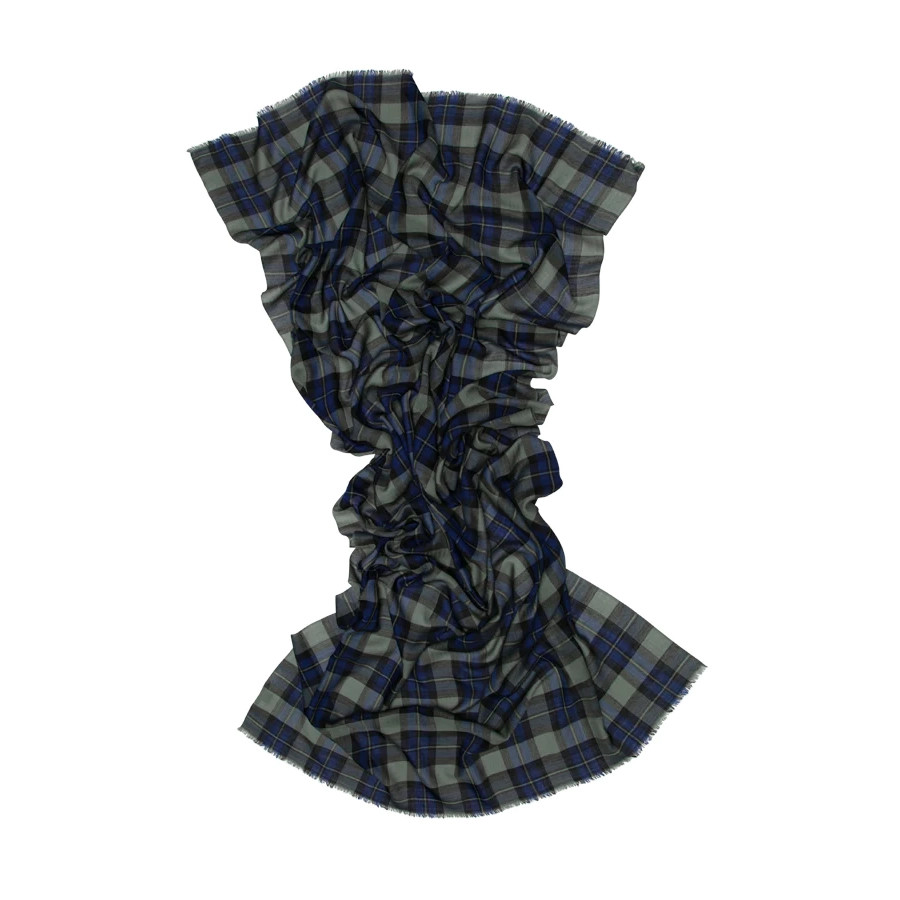 Green, Blue and Black Highland Check Scarf - Tomfoolery London