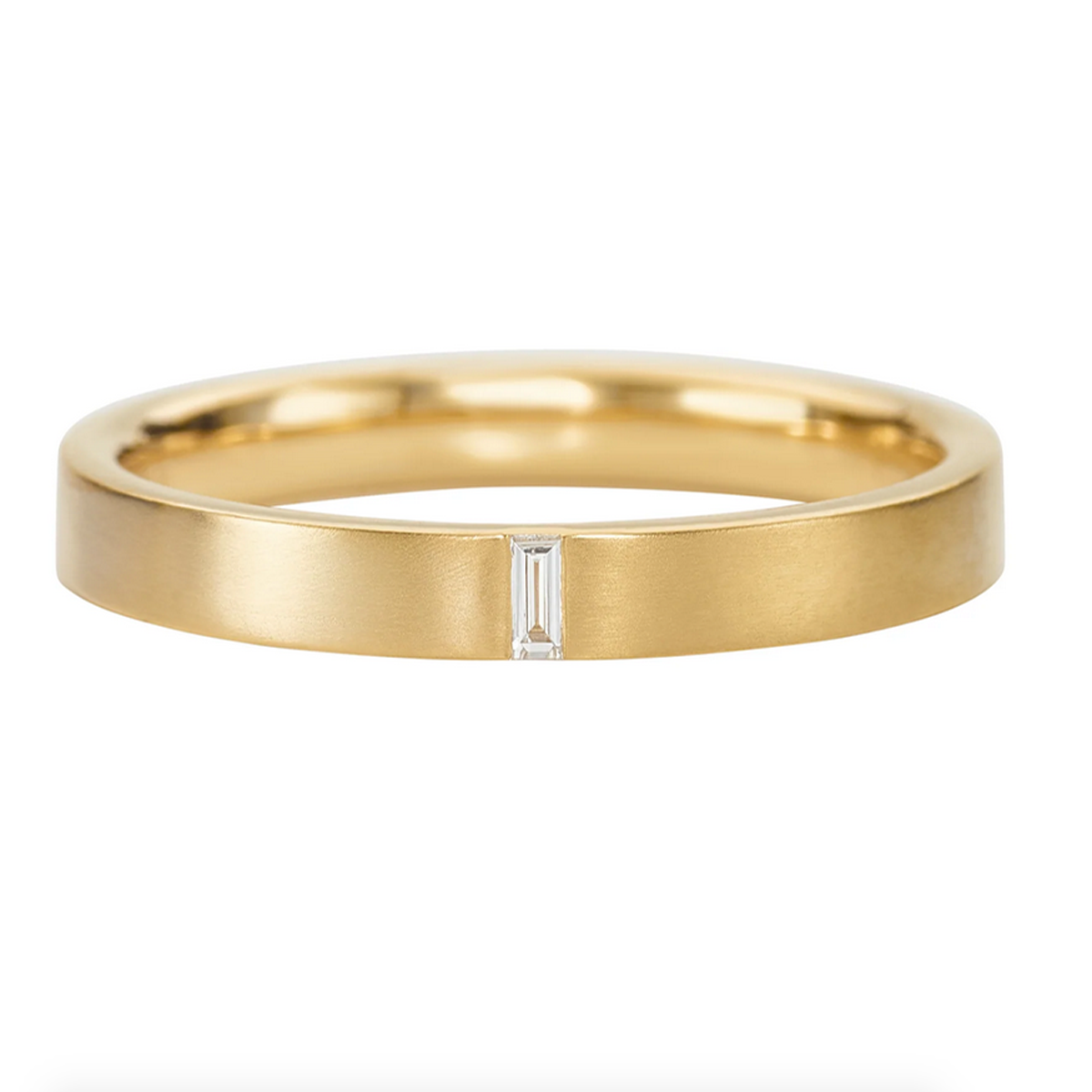 Baguette Wedding Band in 18ct yellow gold by Artemer available at tomfoolery london