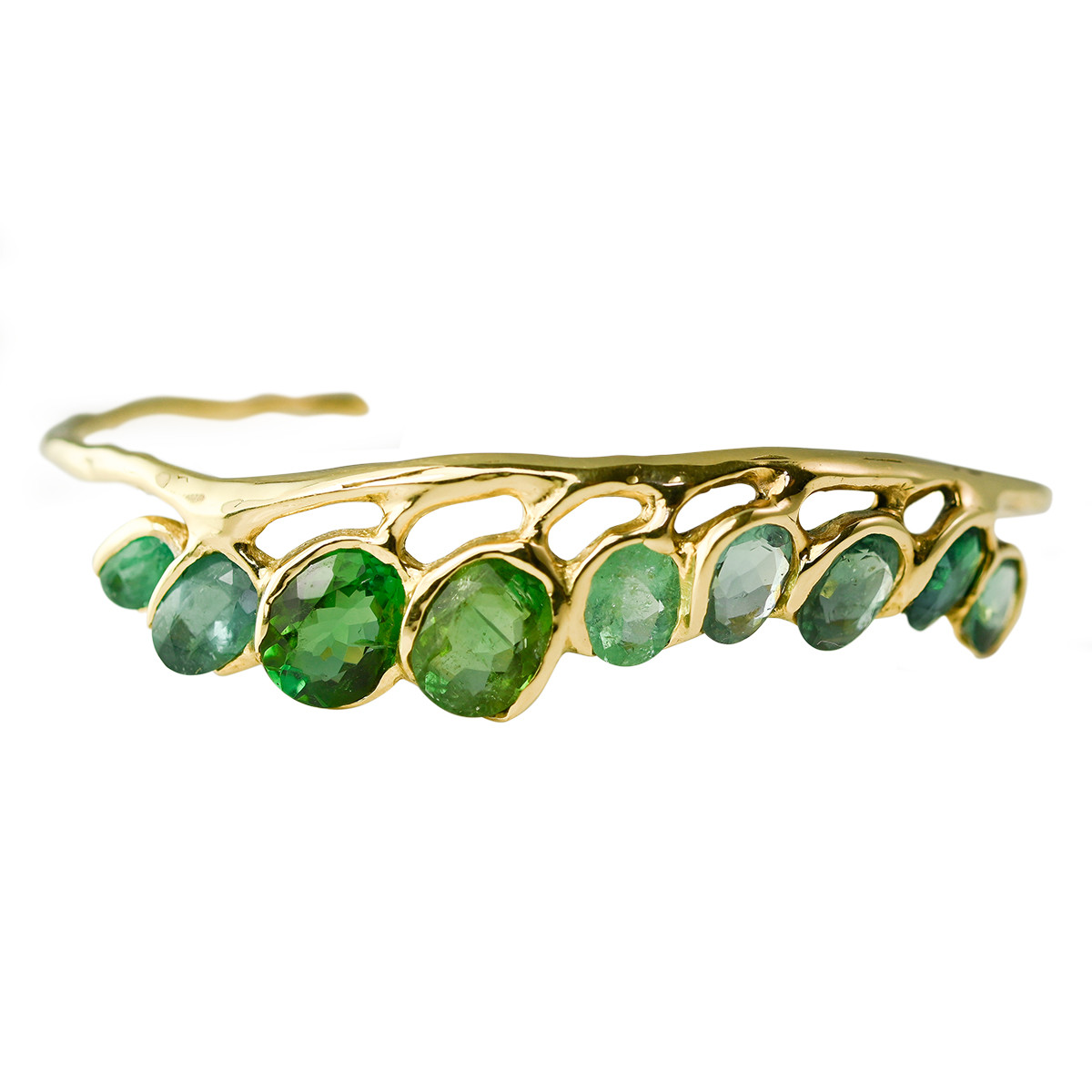 Kiki Alvarenga: 12ct Tourmaline Curva Bracelet in 18ct Yellow Gold, tomfoolery london