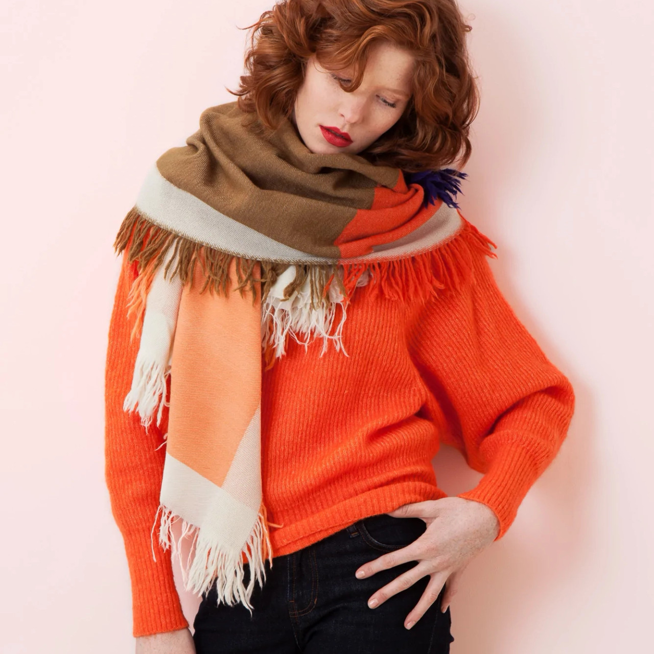 Mapoesie: Orange, Khaki and Blue Scarf, tomfoolery london