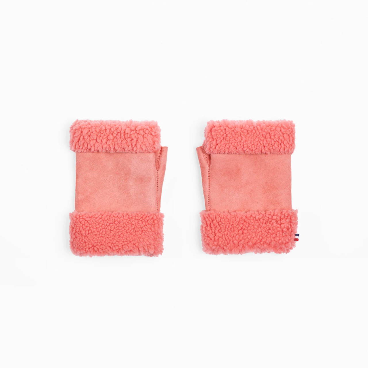 Toasties Paris: Sheepskin Bubblegum Pink Fingerless Mittens, tomfoolery london