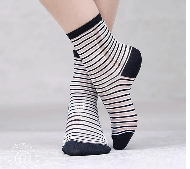 Atelier St Eustache: Notting Hill Black and White Transparent Socks, tomfoolery