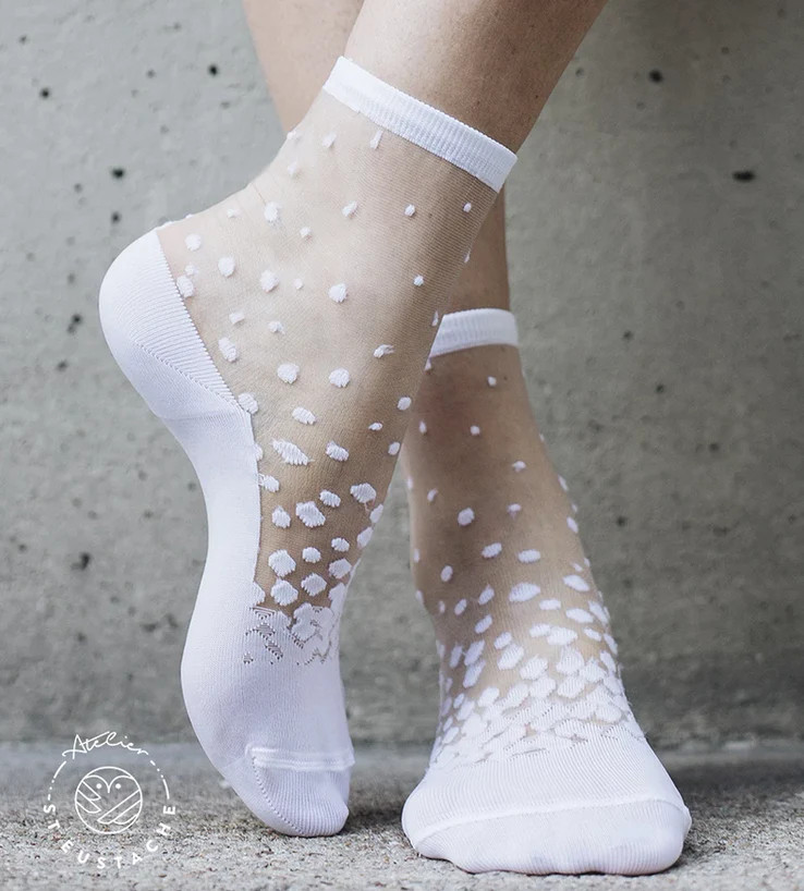 Atelier St Eustache: Nakameguro White Transparent Socks, tomfoolery