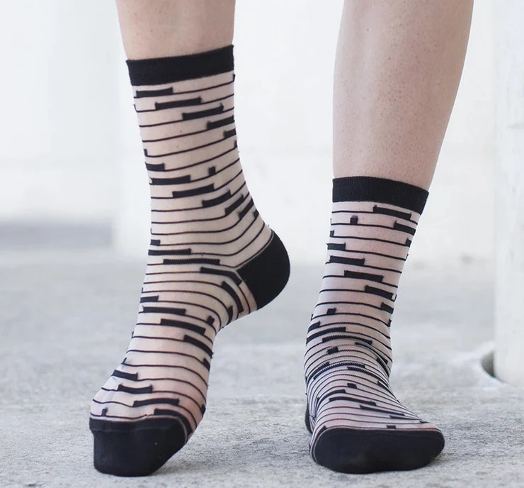 Atelier St Eustache: Shinjuku Black and White Transparent Socks, tomfoolery