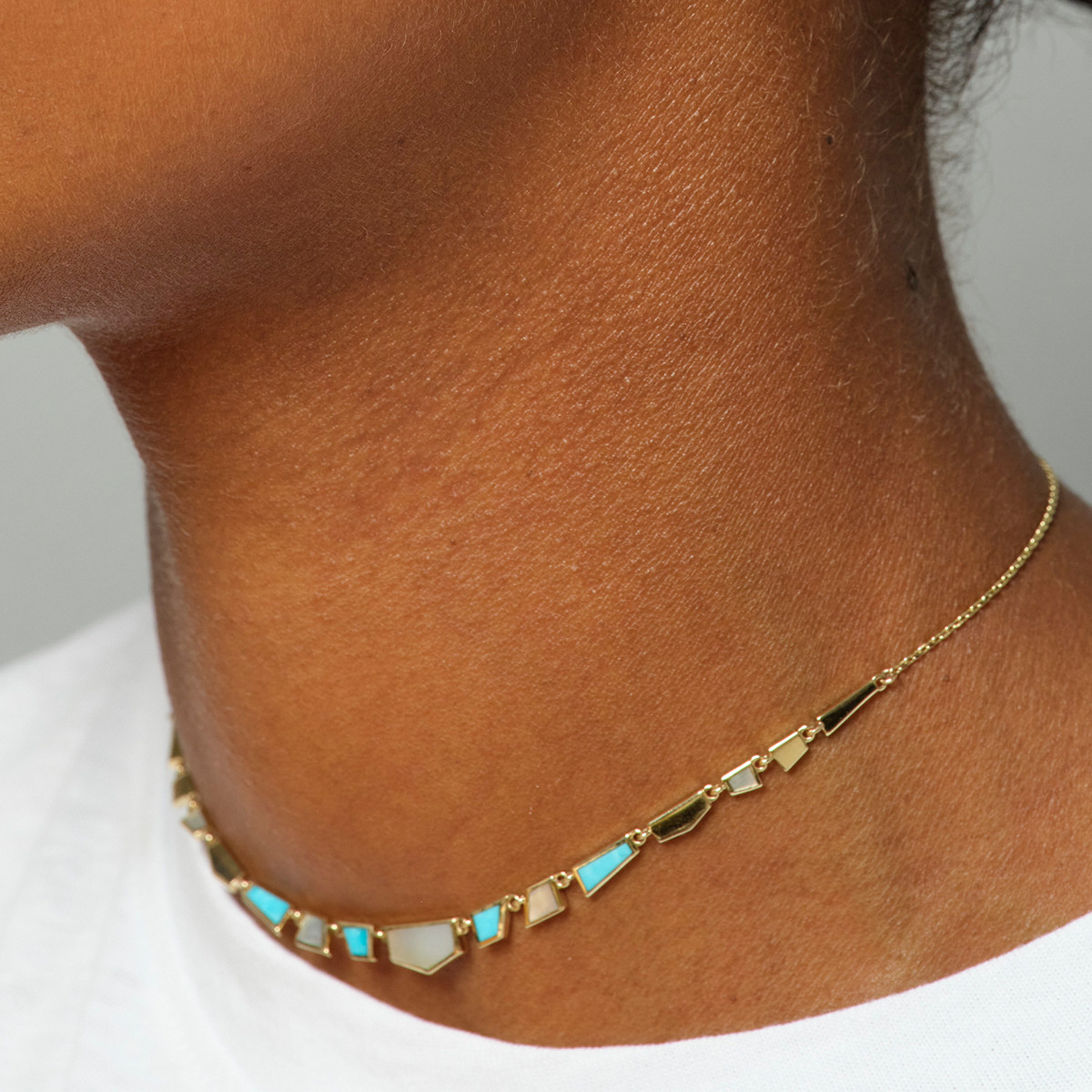 metier by tomfoolery: Turquoise & Mother Of Pearl Tesserae Necklace