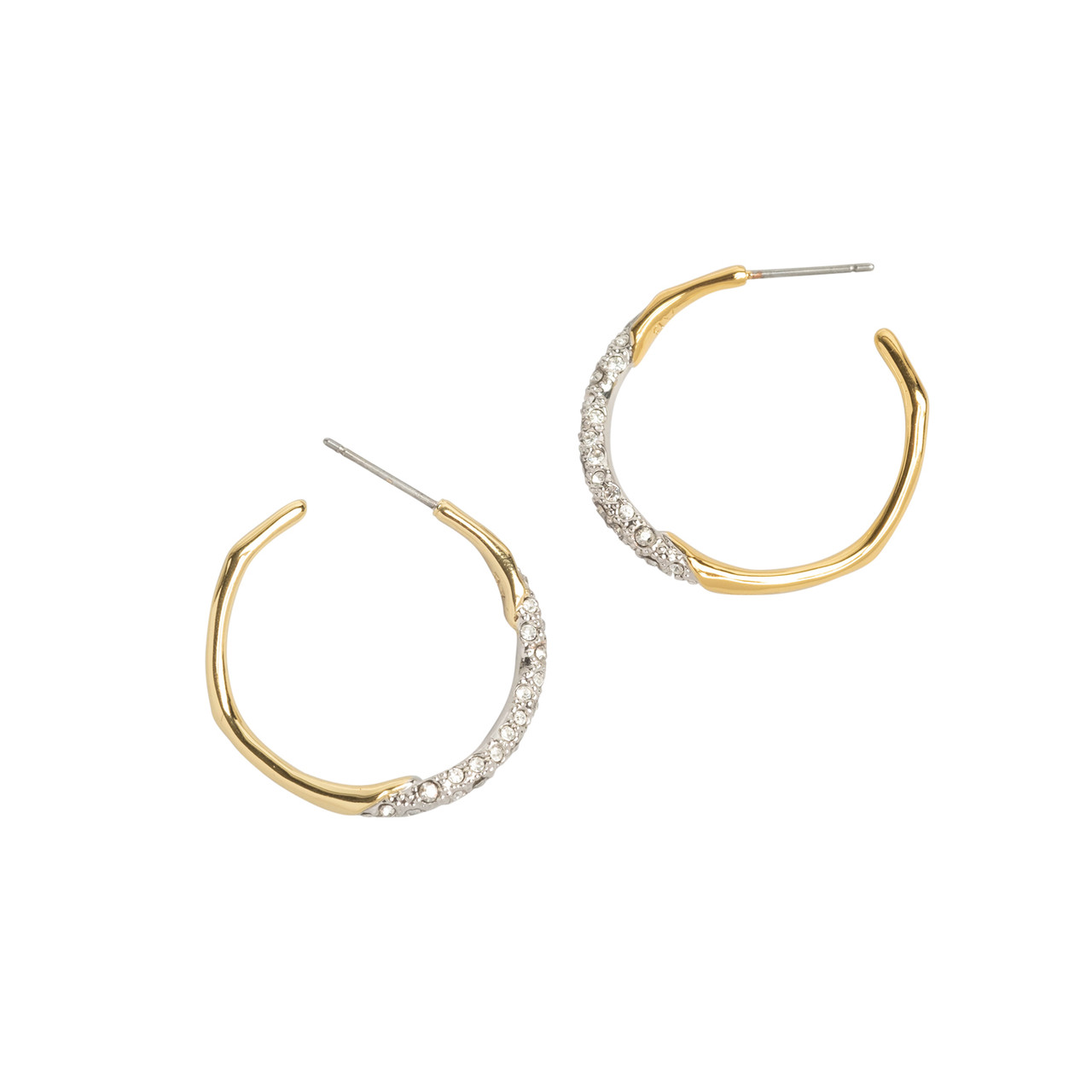 Alexis Bittar: Medium Two Tone Pave Hoop Earring Champagne, tomfoolery