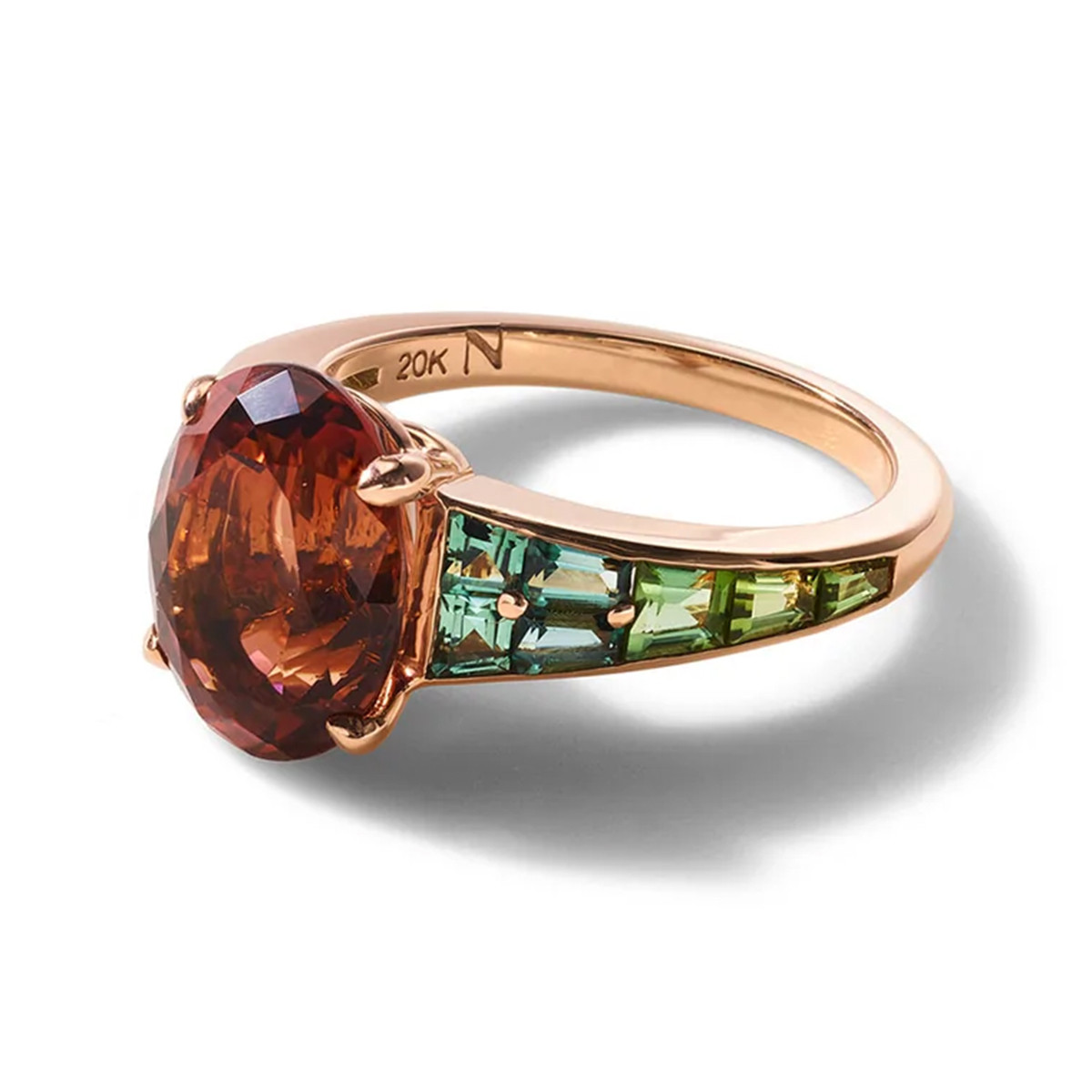 Nak Armstrong: Mozambique Tourmaline Solitaire Ring in 20ct Rose Gold, tomfoolery london
