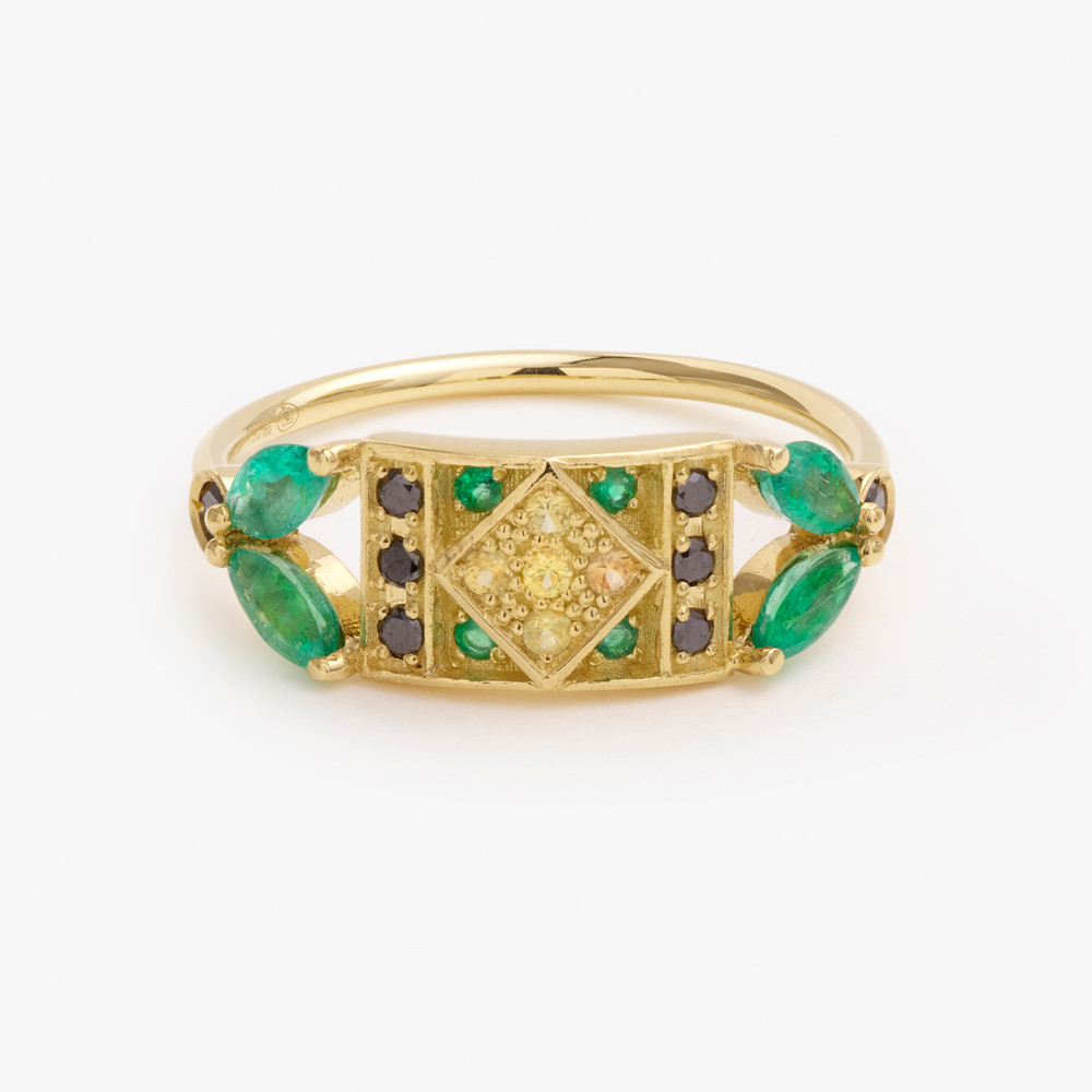 Sophie d'Agon: Ava Emerald & Sapphire Ring, tomfoolery london