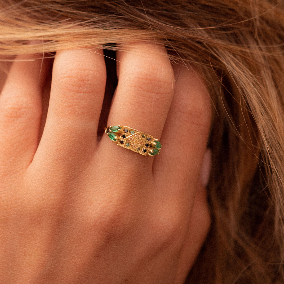 Ava Emerald & Sapphire Ring - Tomfoolery London