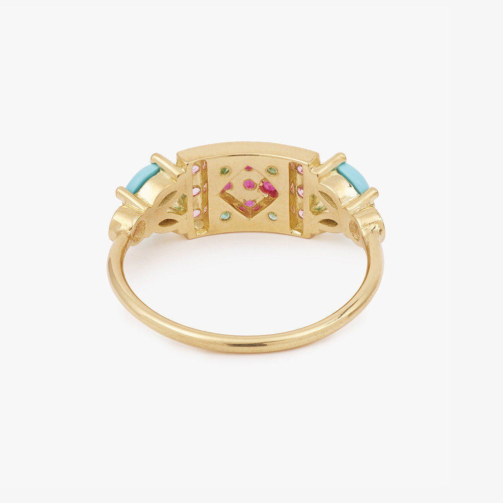 Sophie d'Agon: Ava Ring 2 Turquoise, tomfoolery london