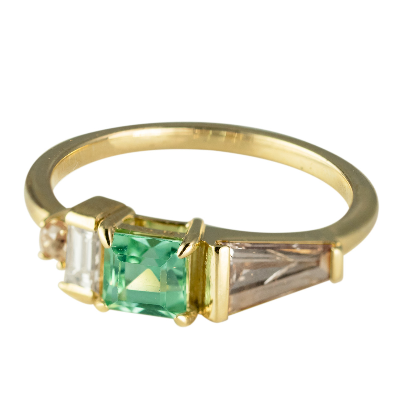 Quad Mint Tourmaline & Diamond Ring, tomfoolery london