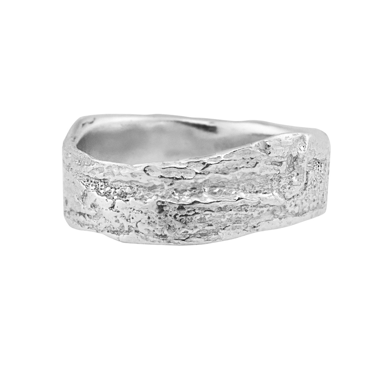Issy White: Wide London Plane Ring in Silver, tomfoolery