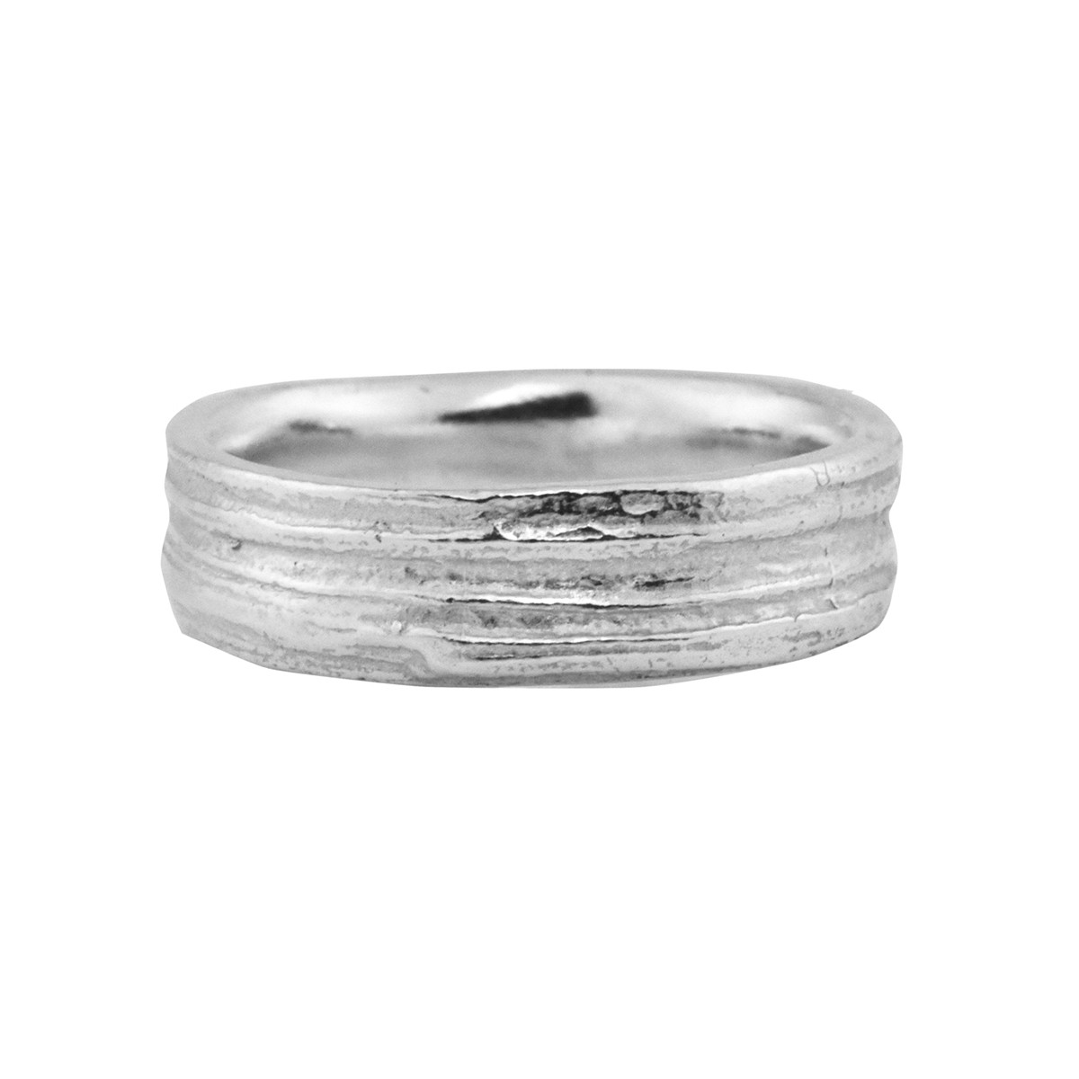 Wide Lined Oak Ring, Issy White, Tomfoolery London