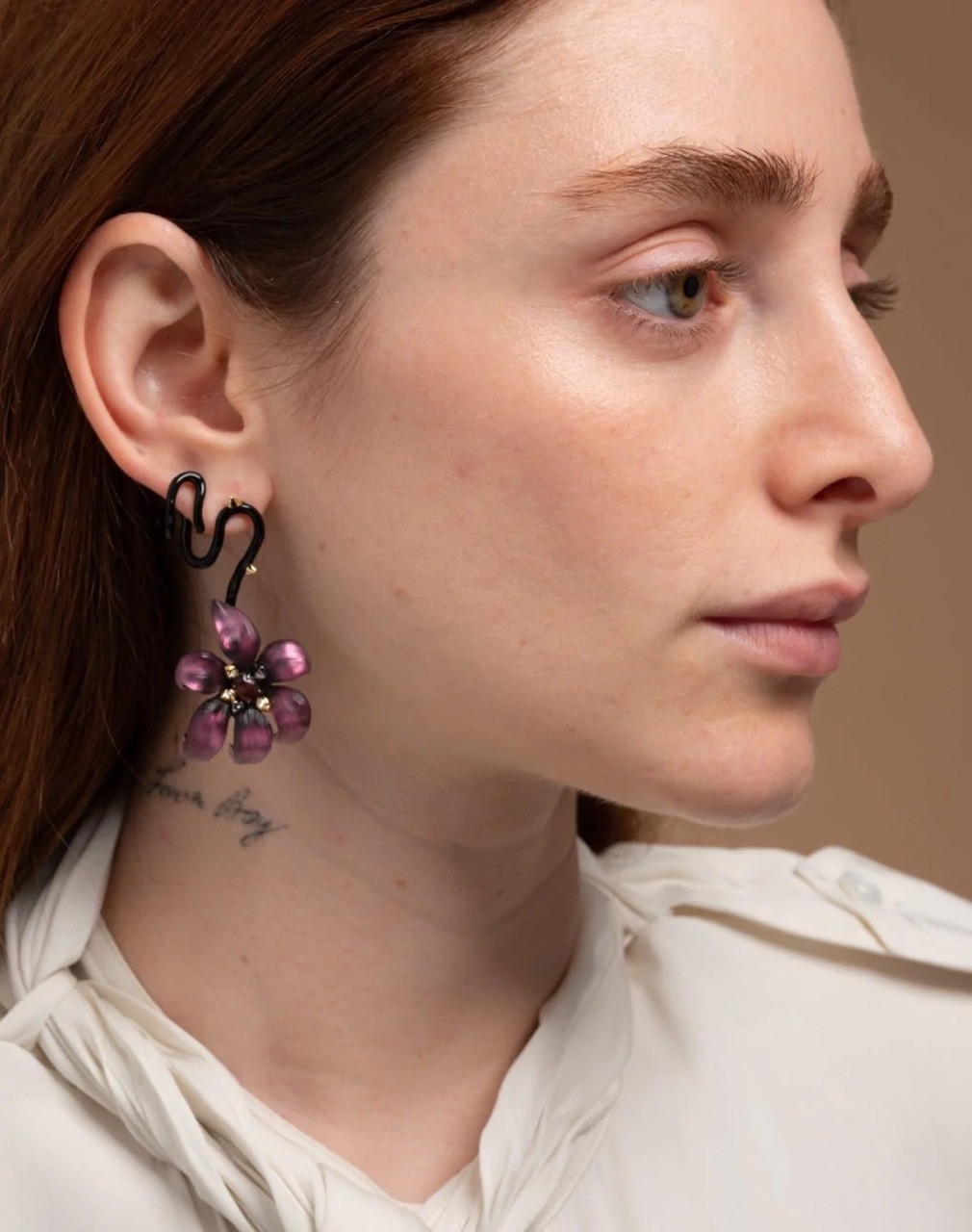 Burnt Fleur Ear Climber Earrings, Alexis Bittar, tomfoolery