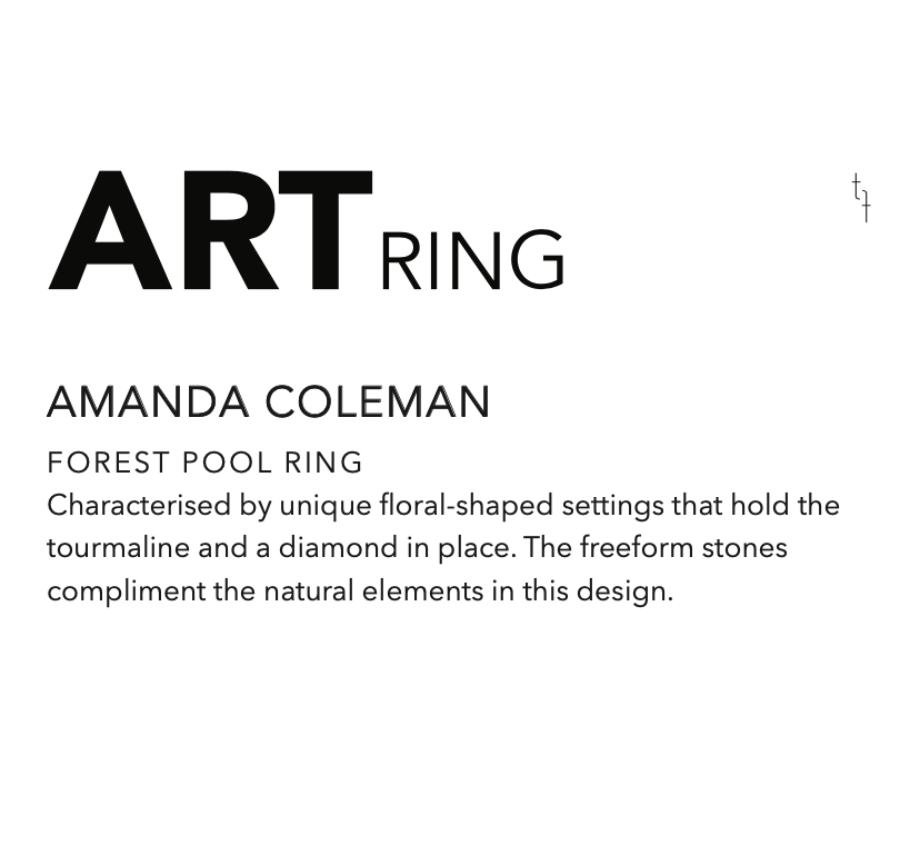 Forest Pool Art Ring  by Amanda Coleman available at tomfoolery London as a part of Art Ring 2022 exhibition.