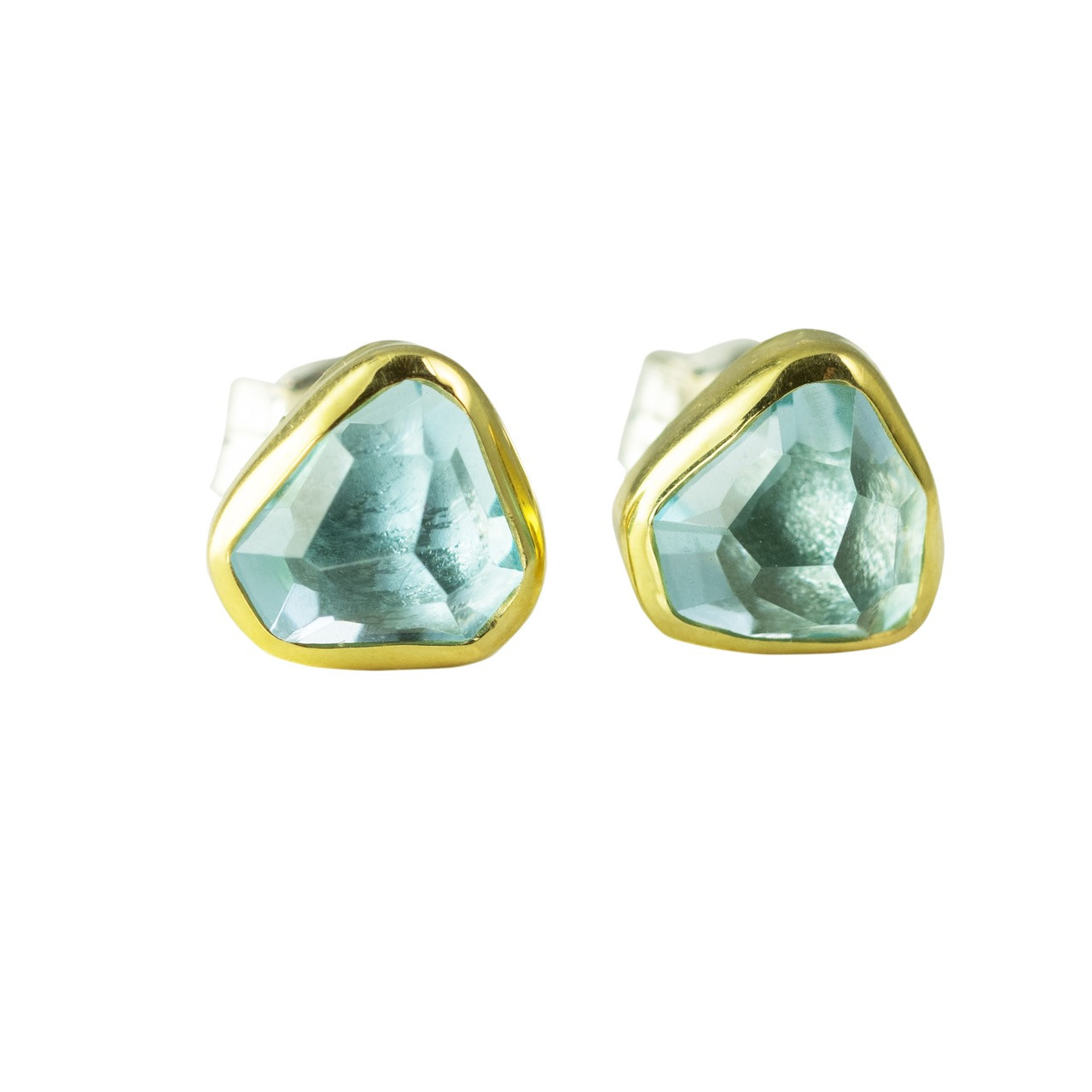 Aquamarine Medium Stud Earrings, Margoni, tomfoolery