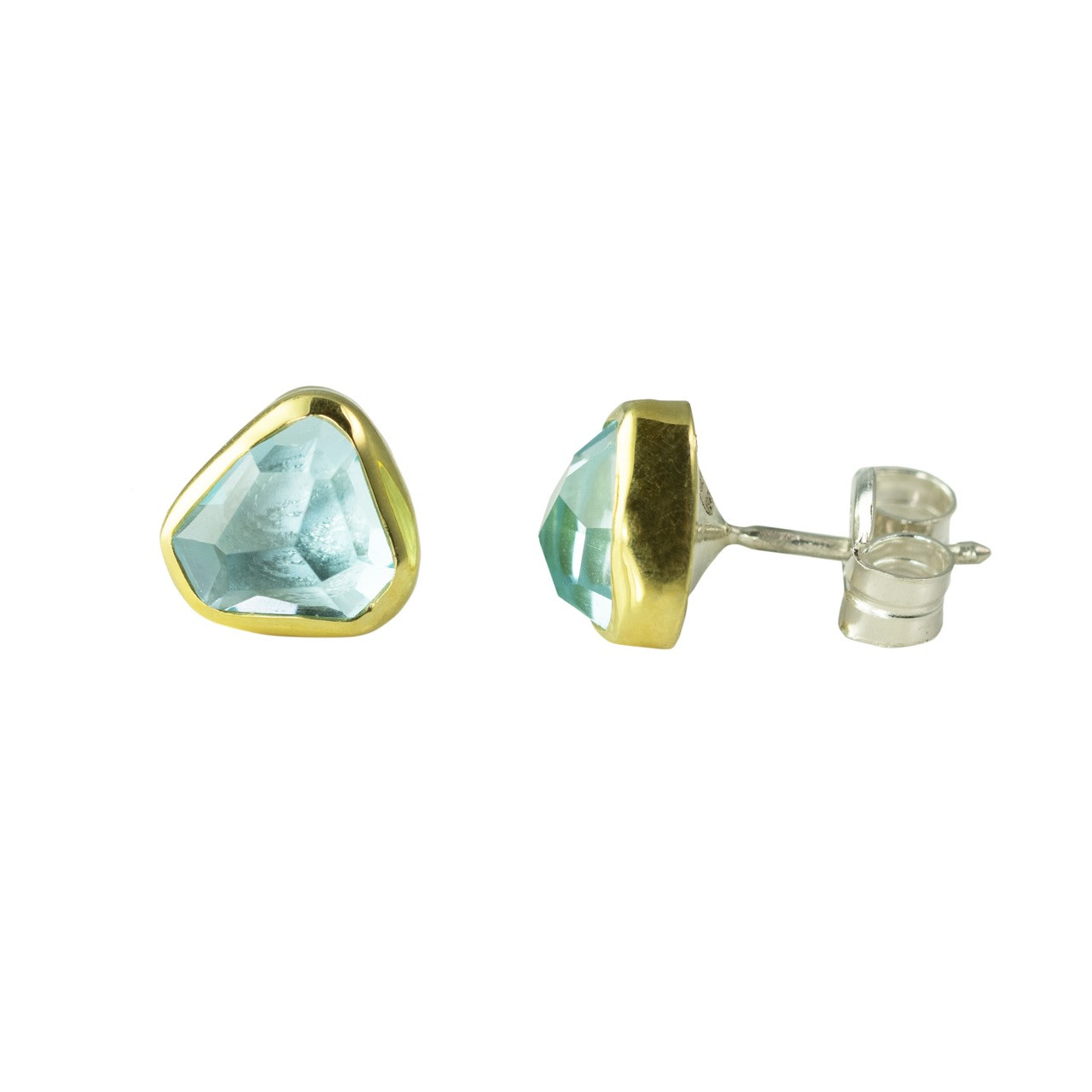 Aquamarine Medium Stud Earrings, Margoni, tomfoolery
