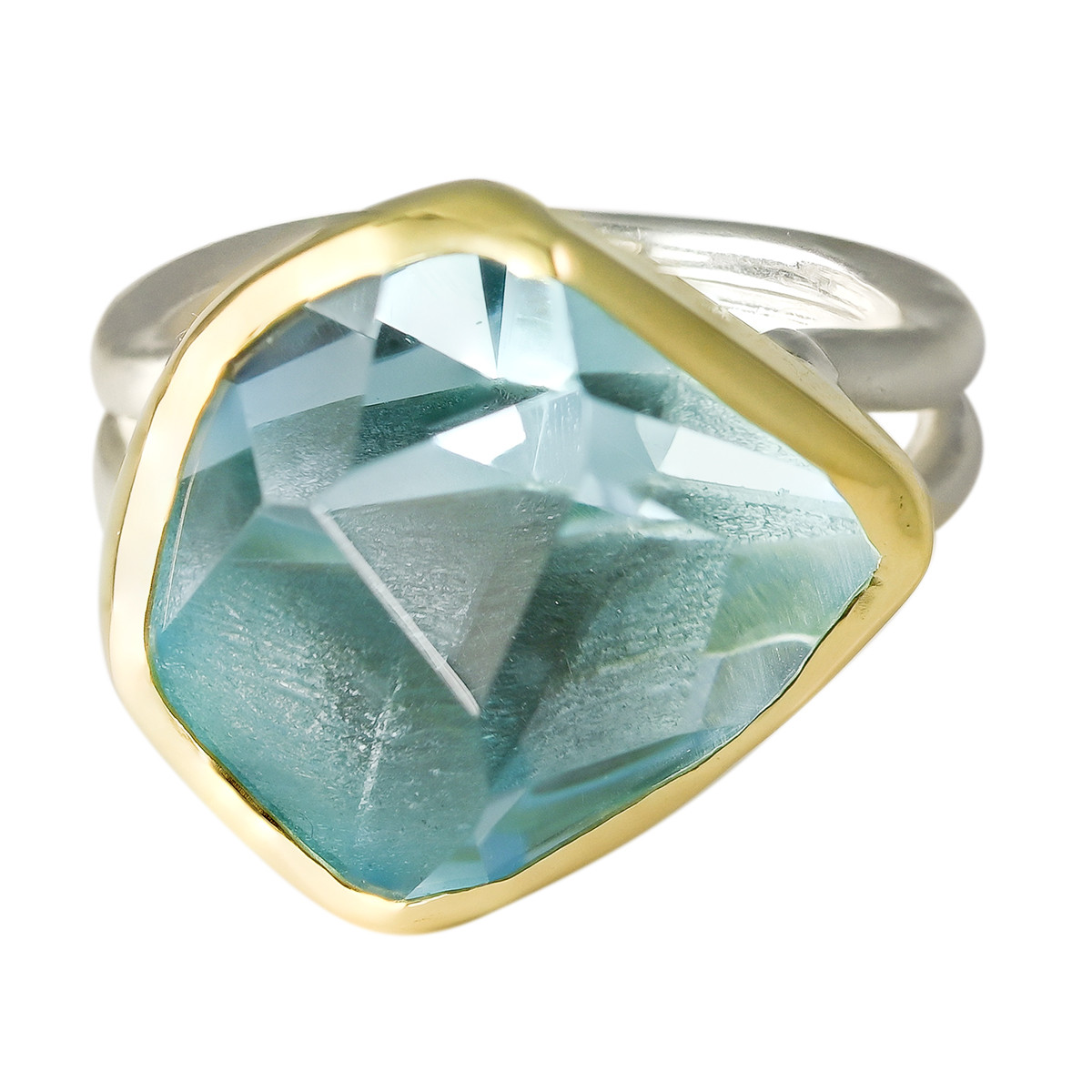 Irregular Aquamarine Double Band Ring, Margoni, tomfoolery