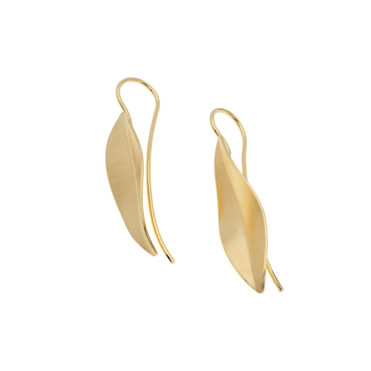 Gold Plated Leaf Earrings, Deco Echo, tomfoolery