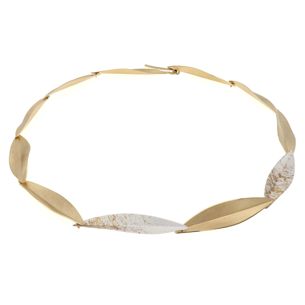Gold Plated Splatter Multi Leaf Necklace, Deco Echo, tomfoolery