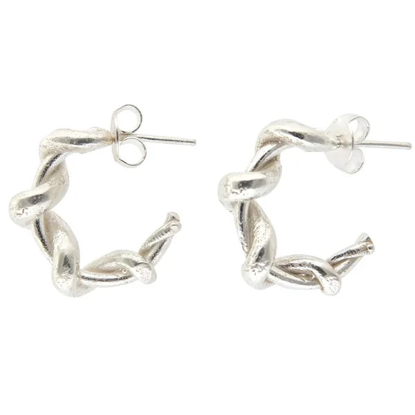 Layla Silver Twist Hoop Earrings, Karen Hallam, tomfoolery