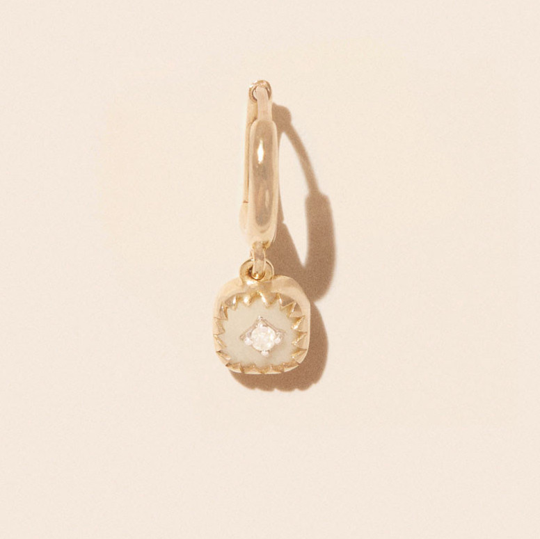 Pierrot White Bakelite & 9ct Yellow Gold Single Earring, tomfoolery