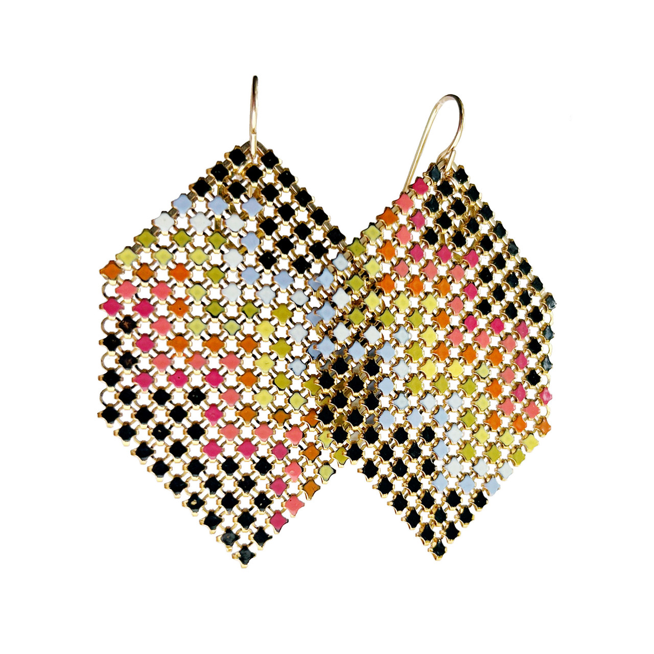 Rainbow Banner Antique Mesh Drop Earrings, Maral Rapp, tomfoolery